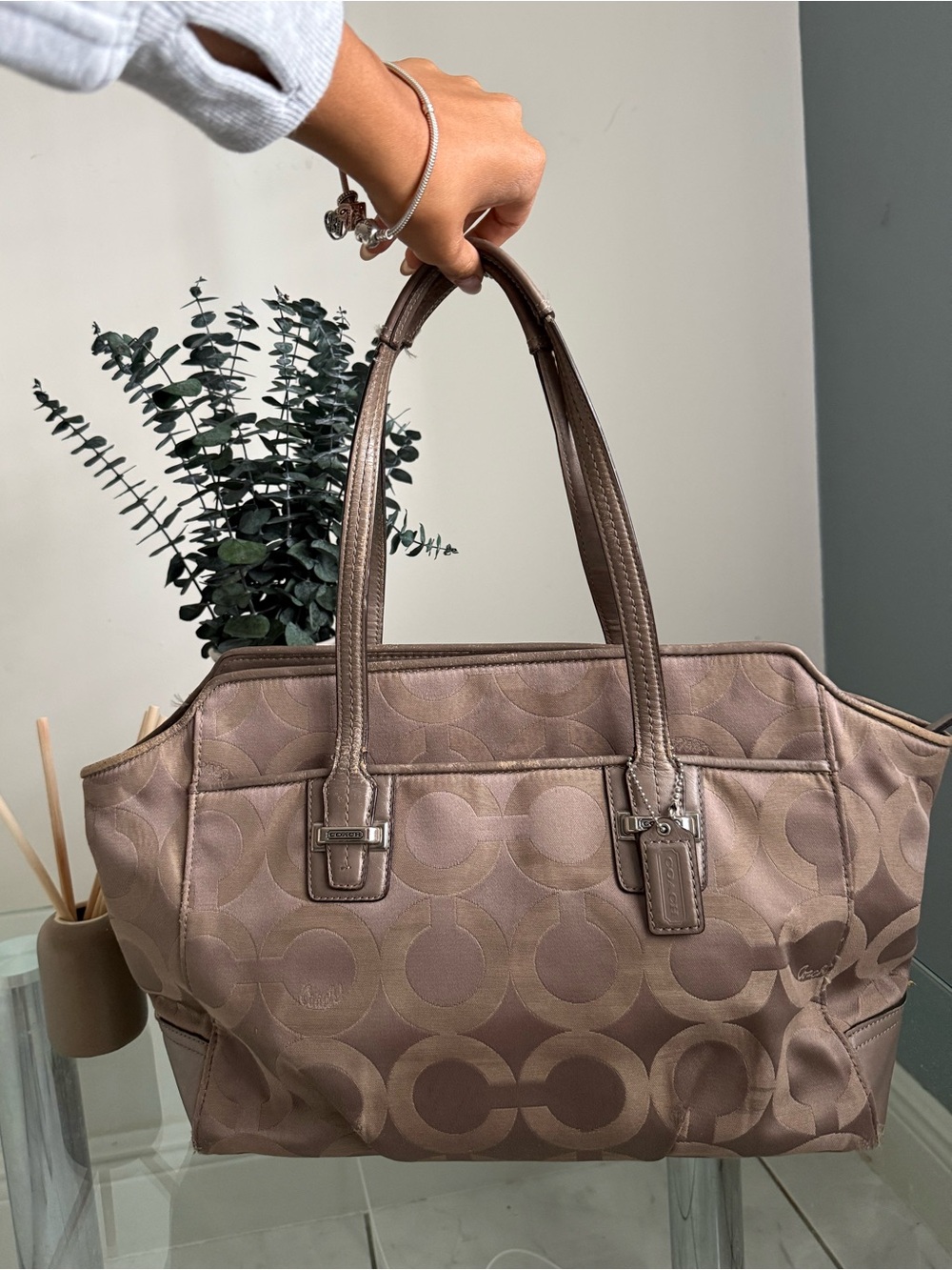 Coach Taylor Op Art signature sateen carryall Tote Bag